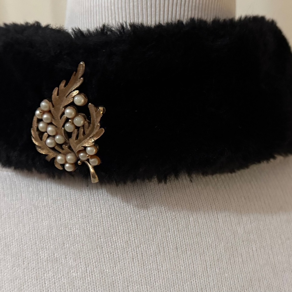 Vintage Black Faux Fur Collar or Headband ~ or Both! Après-ski Vibe, Glam!